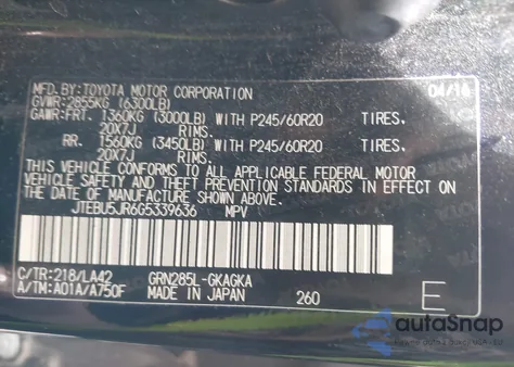 2016 Toyota 4Runner Limited from USA, damaged, VIN JTEBU5JR6G5339636